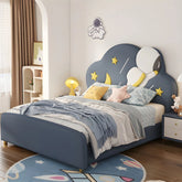 Navy blue space-themed kids bed with cloud headboard, cute beds, children’s bedroom furniture